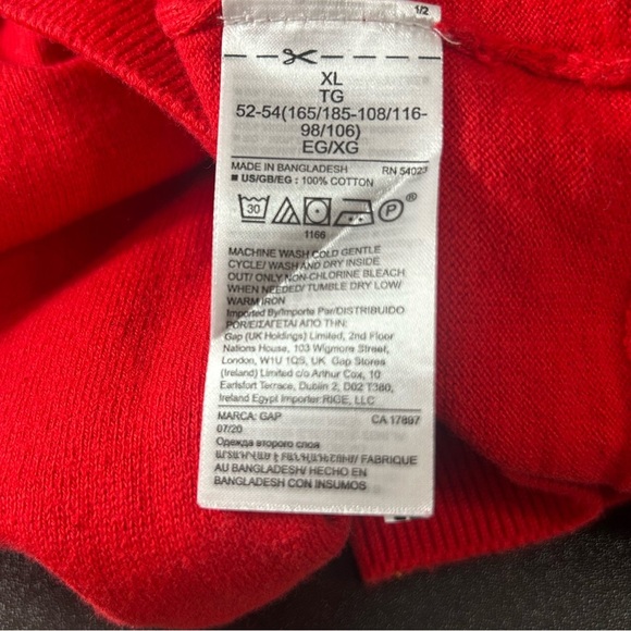 GAP Sweater Men's V-Neck Red Holiday Size XL NWT - Picture 4 of 6